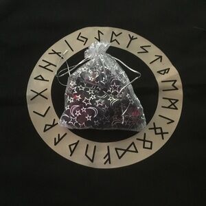 Black Drawstring Bag with Star and Moon Design